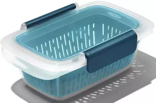 Ланч-бокс OXO Good Grips "Prep and Go", (1 шт.), 450 мл, с корзиной для ополаскивания продуктов 11,4х7х17,8 см, цвет transparent