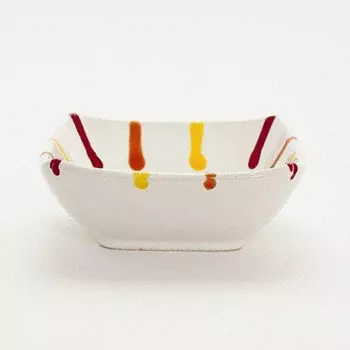 Landlust квадратная миска 9 см Gmundner Keramik, белый/желтый/красный