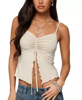 Ландон Топ с разрезом спереди и шнурком Edikted, коричневый/бежевый