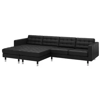 ЛАНДСКРОНА 4-местный диван с диваном, Гранн/Бомстад черный/металл LANDSKRONA IKEA