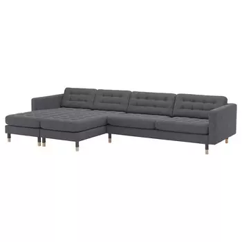 ЛАНДСКРОНА 5-местный диван, с диванами/Гуннаред темно-серый/дерево LANDSKRONA IKEA