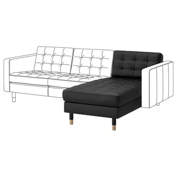 ЛАНДСКРОНА Диван, раскладной, Гранн/Бомстад черный/дерево LANDSKRONA IKEA