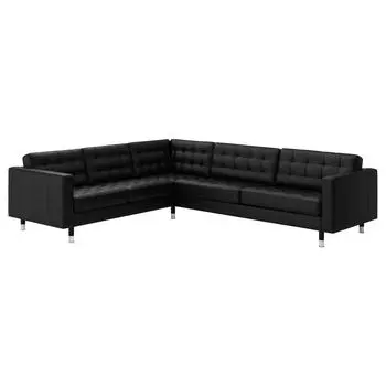 ЛАНДСКРОНА Диван угловой, 5-местный, Гранн/Бомстад черный/металл LANDSKRONA IKEA