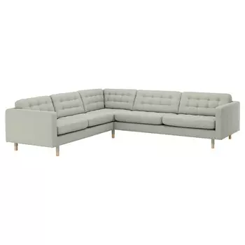 ЛАНДСКРОНА Диван угловой, 5-местный, Гуннаред светло-зеленый/дерево LANDSKRONA IKEA