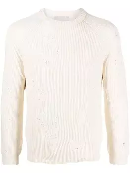 Laneus джемпер в рубчик с прорезями, серый