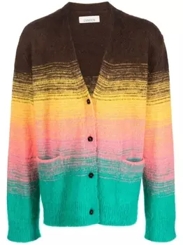 Laneus gradient-effect textured cardigan, коричневый