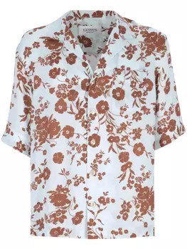 Laneus рубашка с цветочным принтом, синий