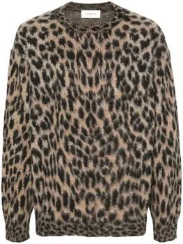 Laneus свитер с леопардовым узором, коричневый