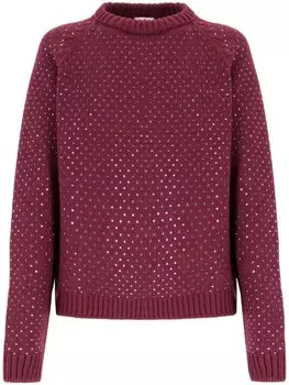 Laneus свитер со стразами, красный