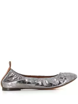 Lanvin балетки из кожи с металлическим эффектом, серебристый