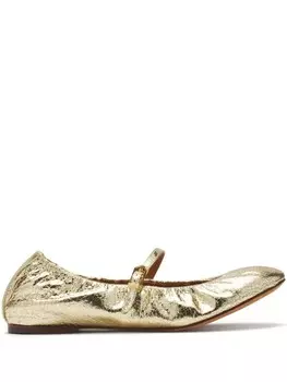 Lanvin балетки с логотипом, золотистый