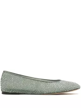 Lanvin балетки со стразами, зеленый