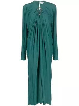 Lanvin драпированное платье миди, зеленый