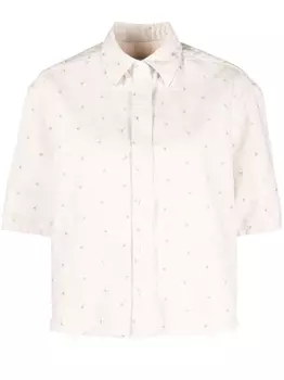 Lanvin джинсовая рубашка с вышивкой, нейтральный цвет