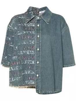 Lanvin джинсовая рубашка в технике пэчворк, синий