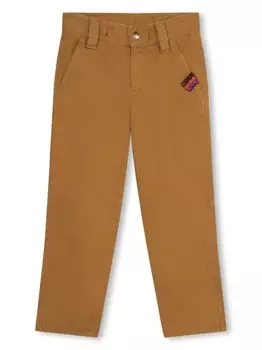 Lanvin Enfant брюки чинос с нашивкой-логотипом, коричневый