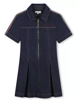 Lanvin Enfant джинсовое платье с вышитым логотипом, синий