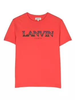 Lanvin Enfant футболка Curb с вышитым логотипом, красный