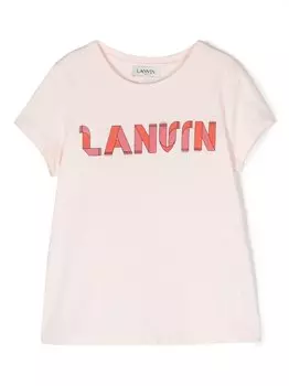 Lanvin Enfant футболка из органического хлопка с логотипом, розовый