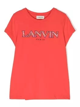 Lanvin Enfant футболка из органического хлопка с логотипом, красный