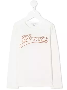 Lanvin Enfant футболка с длинными рукавами и логотипом, белый