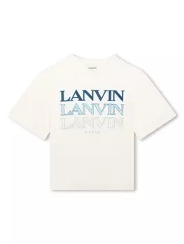 Lanvin Enfant футболка с логотипом, нейтральный цвет