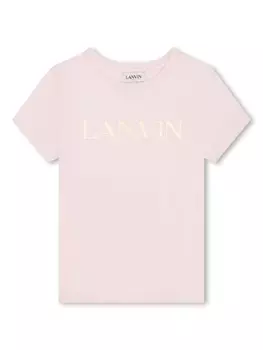 Lanvin Enfant футболка с логотипом, розовый