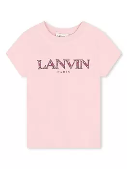 Lanvin Enfant футболка с логотипом, розовый