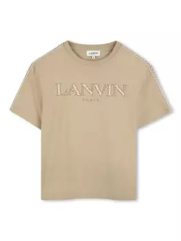 Lanvin Enfant футболка с нашивкой-логотипом, нейтральный цвет