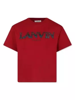 Lanvin Enfant футболка с вышитым логотипом