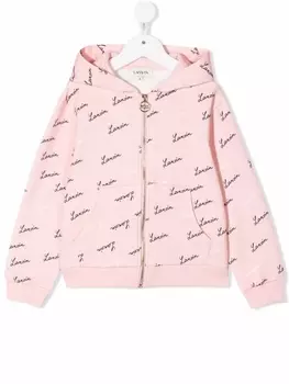 Lanvin Enfant худи на молнии с логотипом, розовый