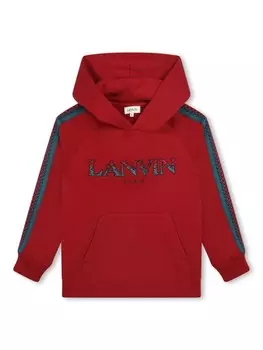 Lanvin Enfant худи с рукавами реглан и вышитым логотипом, красный