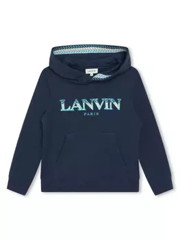 Lanvin Enfant худи с вышитым логотипом, синий