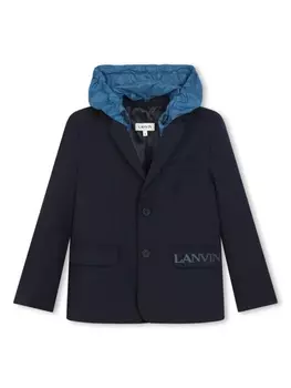 Lanvin Enfant однобортный пиджак со съемным капюшоном, синий