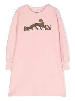 Lanvin Enfant платье-джемпер Cat с логотипом, розовый