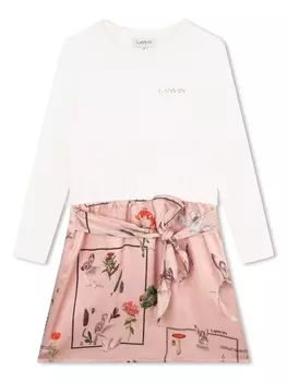 Lanvin Enfant платье из органического хлопка с принтом, розовый