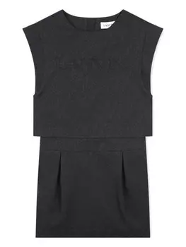 Lanvin Enfant платье из органического хлопка с логотипом, черный