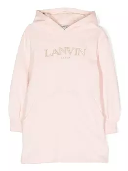 Lanvin Enfant платье с капюшоном и логотипом, розовый