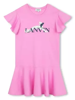 Lanvin Enfant платье с логотипом, розовый