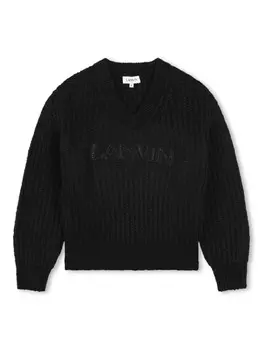 Lanvin Enfant пуловер с V-образным вырезом, черный