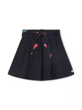 Lanvin Enfant расклешенная юбка с логотипом, синий