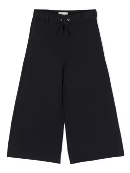 Lanvin Enfant расклешенные брюки с вышитым логотипом, синий