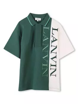 Lanvin Enfant рубашка поло в стиле колор-блок, зеленый