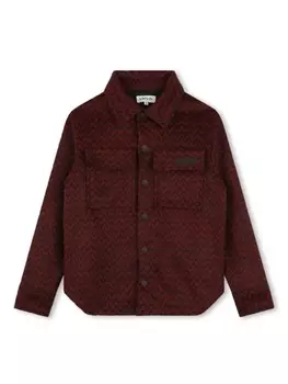 Lanvin Enfant рубашка с узором в елочку и вышитым логотипом, красный