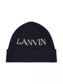 Lanvin Enfant шапка бини с подворотом и логотипом, черный