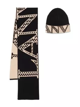 Lanvin Enfant шарф с жаккардовым логотипом, черный