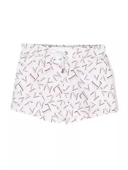Lanvin Enfant шорты с кулиской и логотипом, белый
