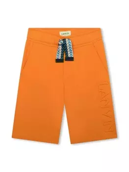 Lanvin Enfant шорты с тисненым логотипом, оранжевый