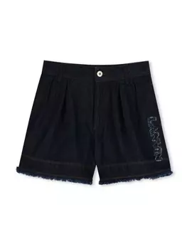 Lanvin Enfant шорты с вышитым логотипом, синий