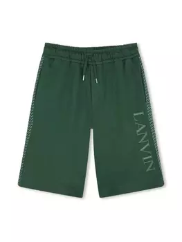 Lanvin Enfant шорты с вышитым логотипом, зеленый
